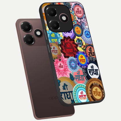 Radha Divine Bloom phone case For Oppo A6C 5G showing premium glass back cover with detailed artwork