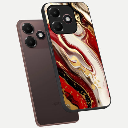  Red And White Marble phone case For Oppo A6C 5G showing premium glass back cover with detailed artwork