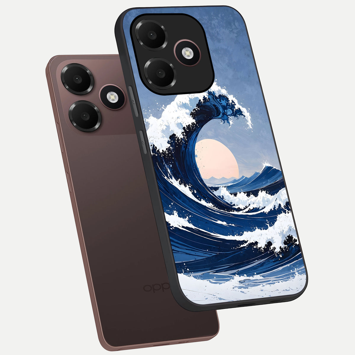  Rising Tide Power phone case For Oppo A6C 5G showing premium glass back cover with detailed artwork