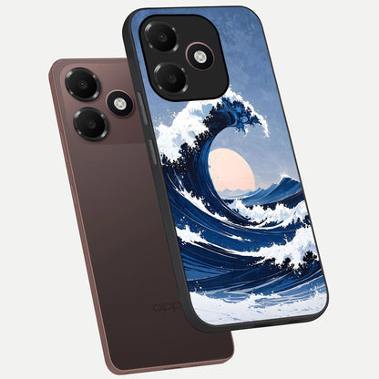  Rising Tide Power phone case For Oppo A6C 5G showing premium glass back cover with detailed artwork