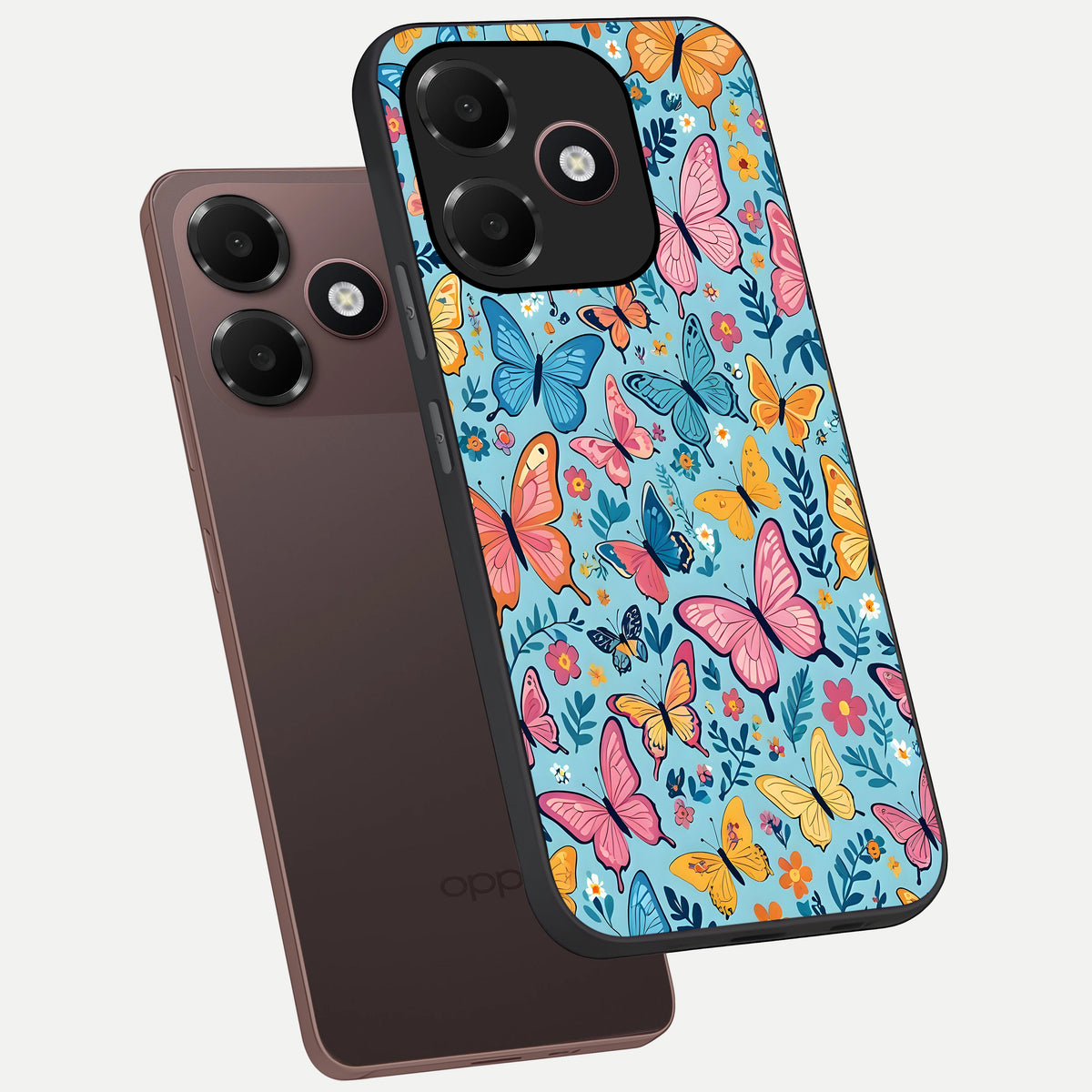  Spring Wing Garden phone case For Oppo A6C 5G showing premium glass back cover with detailed artwork