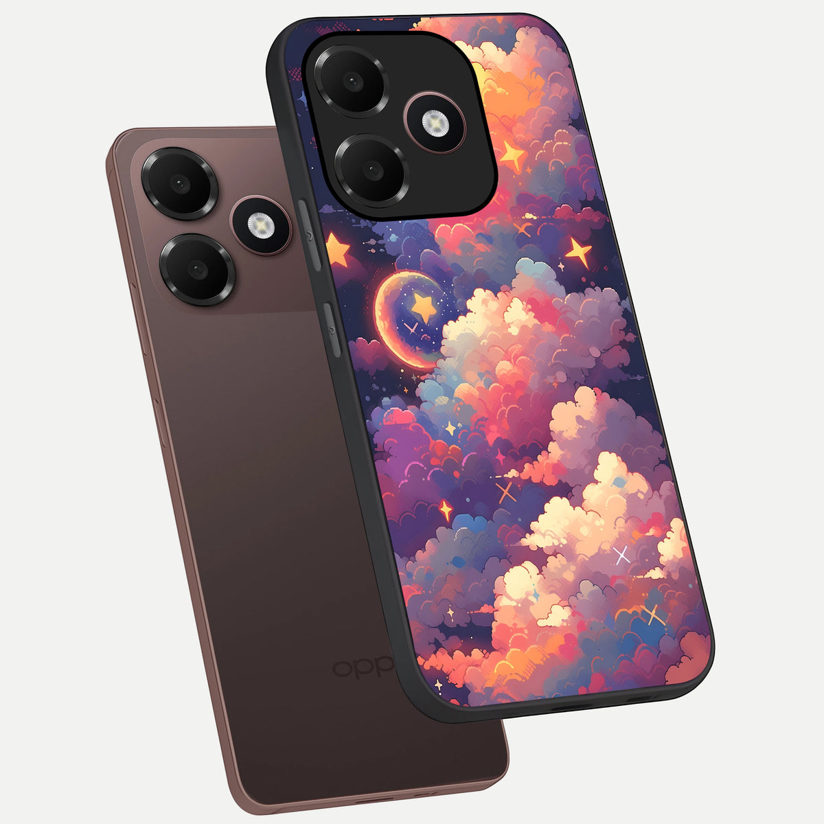  Starlit Dream Clouds phone case For Oppo A6C 5G showing premium glass back cover with detailed artwork
