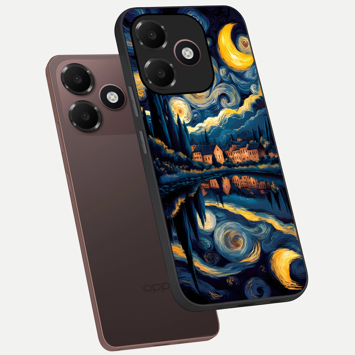  Starry Sky Serenity phone case For Oppo A6C 5G showing premium glass back cover with detailed artwork
