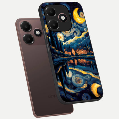  Starry Sky Serenity phone case For Oppo A6C 5G showing premium glass back cover with detailed artwork