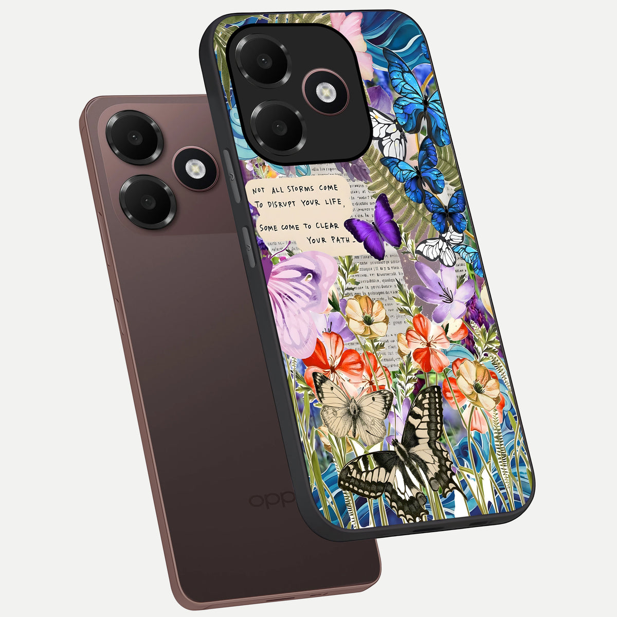  Storm Path Bloom phone case For Oppo A6C 5G showing premium glass back cover with detailed artwork