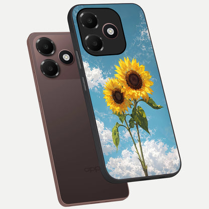  Sunlit Daisy Glow phone case For Oppo A6C 5G showing premium glass back cover with detailed artwork