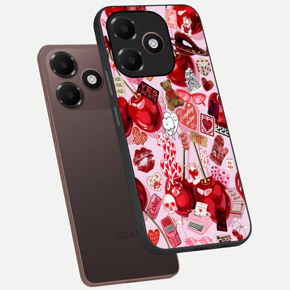  Sweet Cherry Chaos phone case For Oppo A6C 5G showing premium glass back cover with detailed artwork