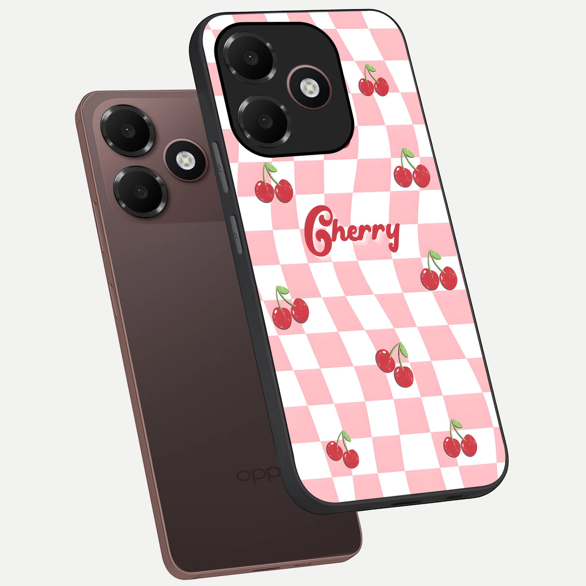  Sweet Cherry Vibes phone case For Oppo A6C 5G showing premium glass back cover with detailed artwork