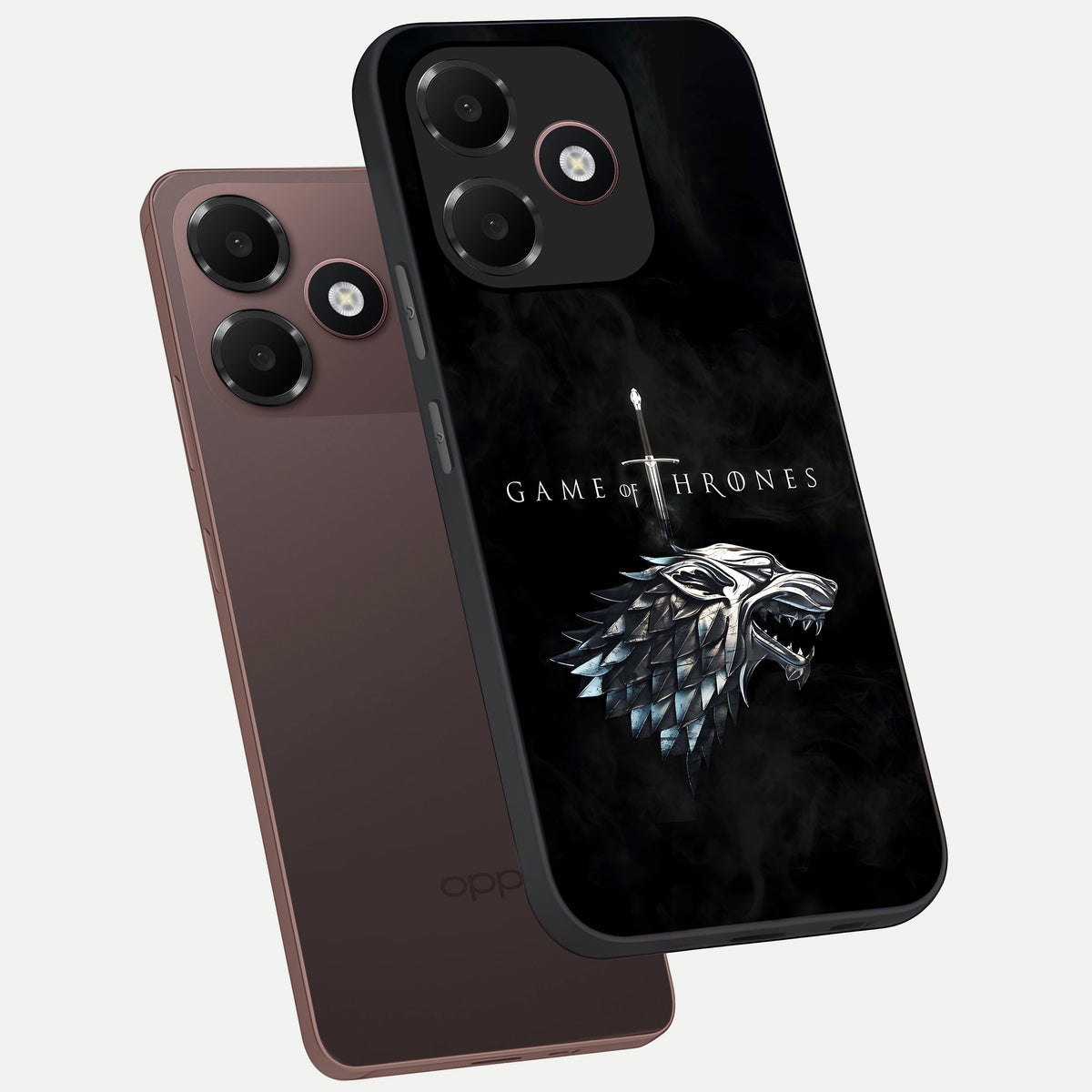  Throne Wolf Legacy phone case For Oppo A6C 5G showing premium glass back cover with detailed artwork