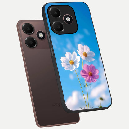  Tripple Flowers With Sky phone case For Oppo A6C 5G showing premium glass back cover with detailed artwork