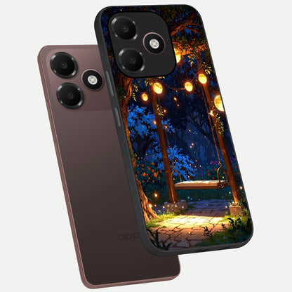  Twilight Garden Swing phone case For Oppo A6C 5G showing premium glass back cover with detailed artwork