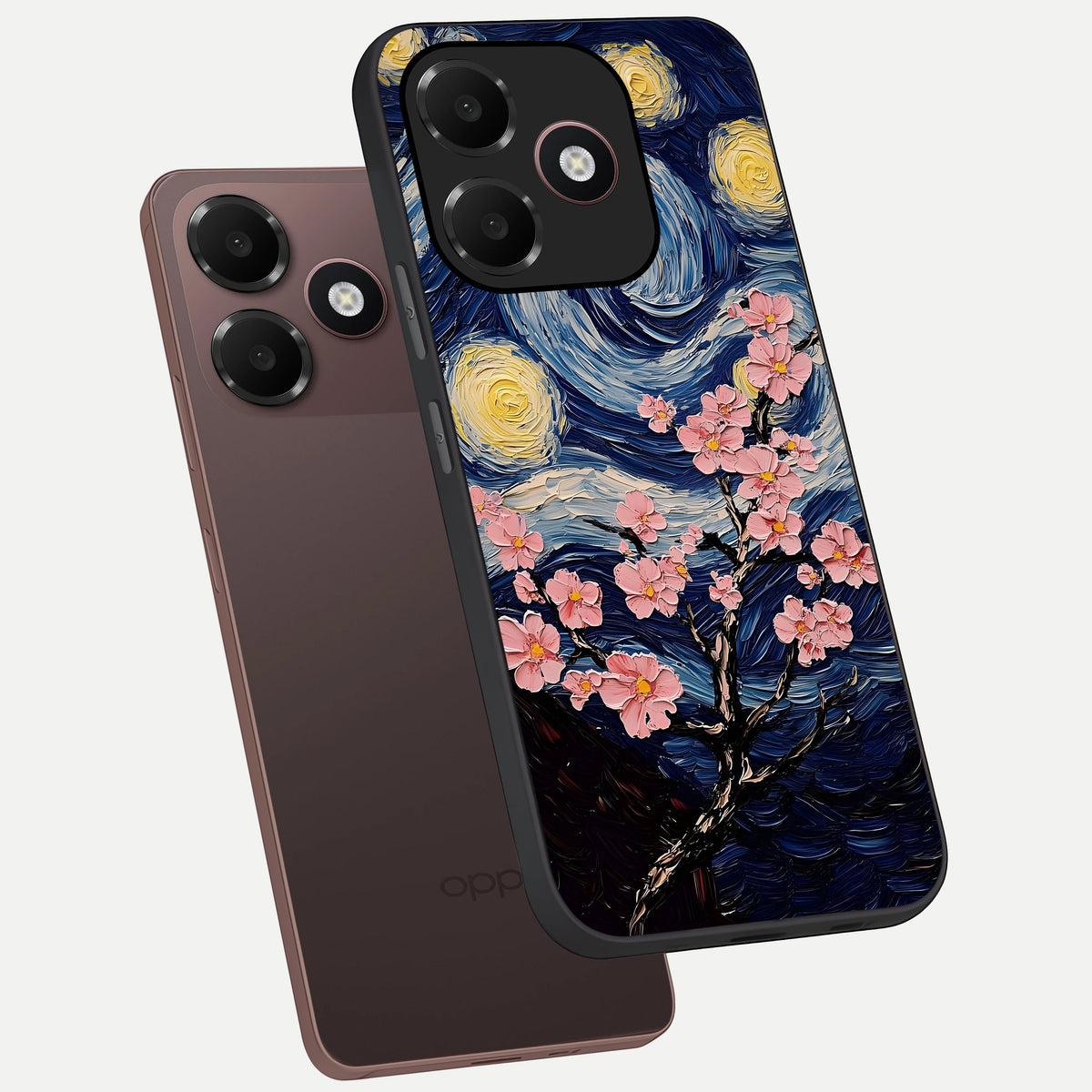  Van Gogh Scenery phone case For Oppo A6C 5G showing premium glass back cover with detailed artwork