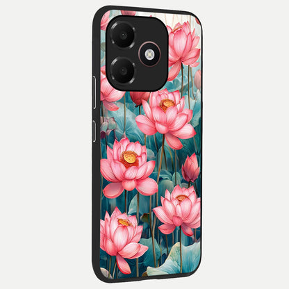  Celestial Pink Lotus back cover For Oppo A6C 5G slim fit glass case with vibrant aesthetic design