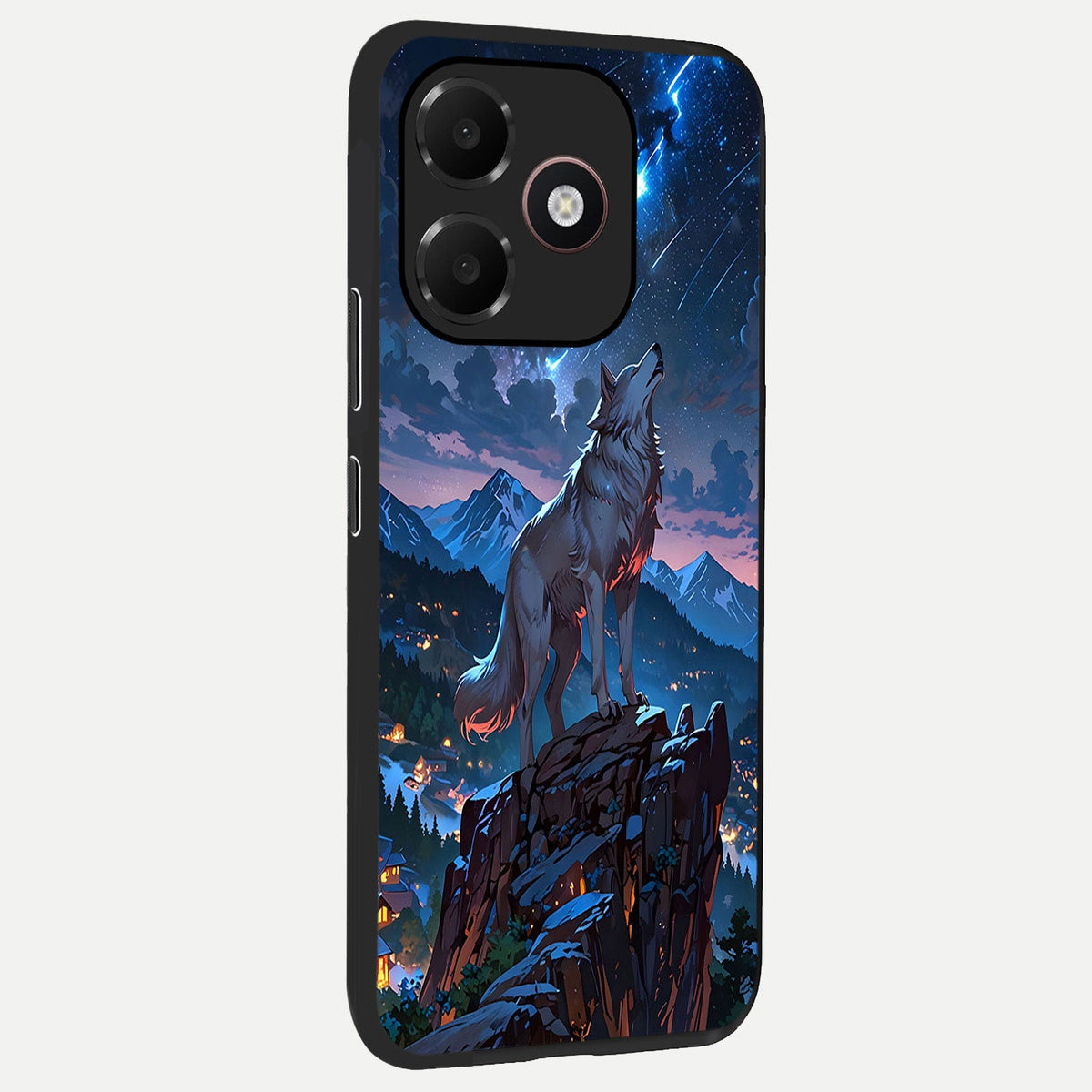  Celestial Wolf Howl back cover For Oppo A6C 5G slim fit glass case with vibrant aesthetic design