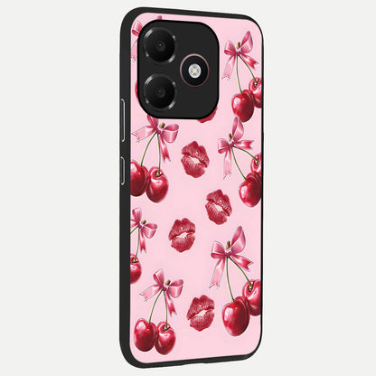  Cherry With Lips back cover For Oppo A6C 5G slim fit glass case with vibrant aesthetic design