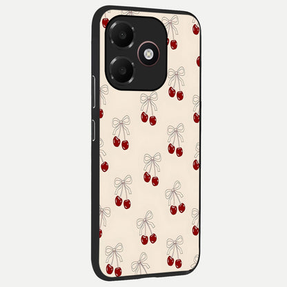  Cute Cherry Pattern back cover For Oppo A6C 5G slim fit glass case with vibrant aesthetic design