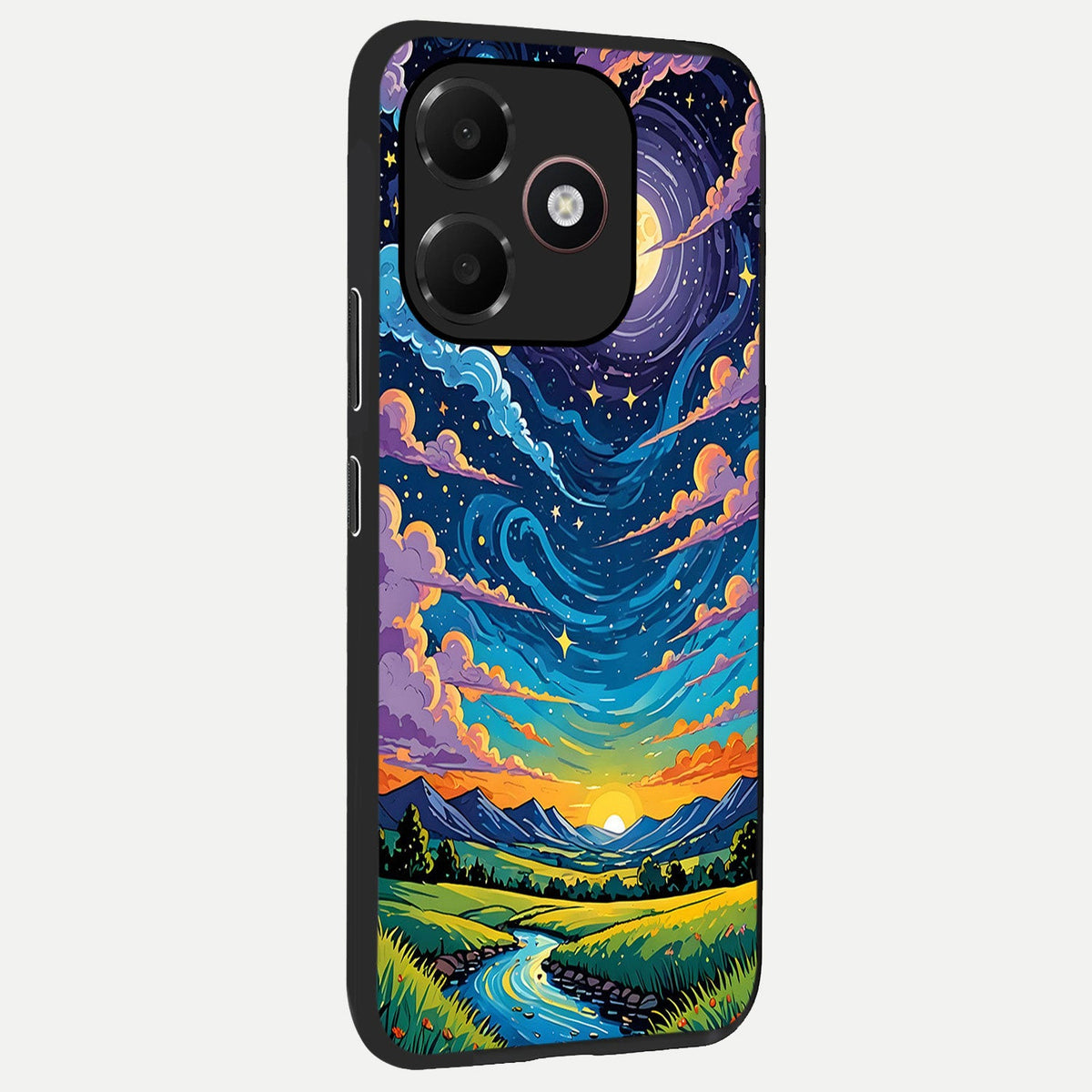  Dreamy Night Landscape back cover For Oppo A6C 5G slim fit glass case with vibrant aesthetic design