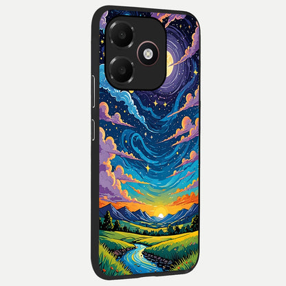  Dreamy Night Landscape back cover For Oppo A6C 5G slim fit glass case with vibrant aesthetic design