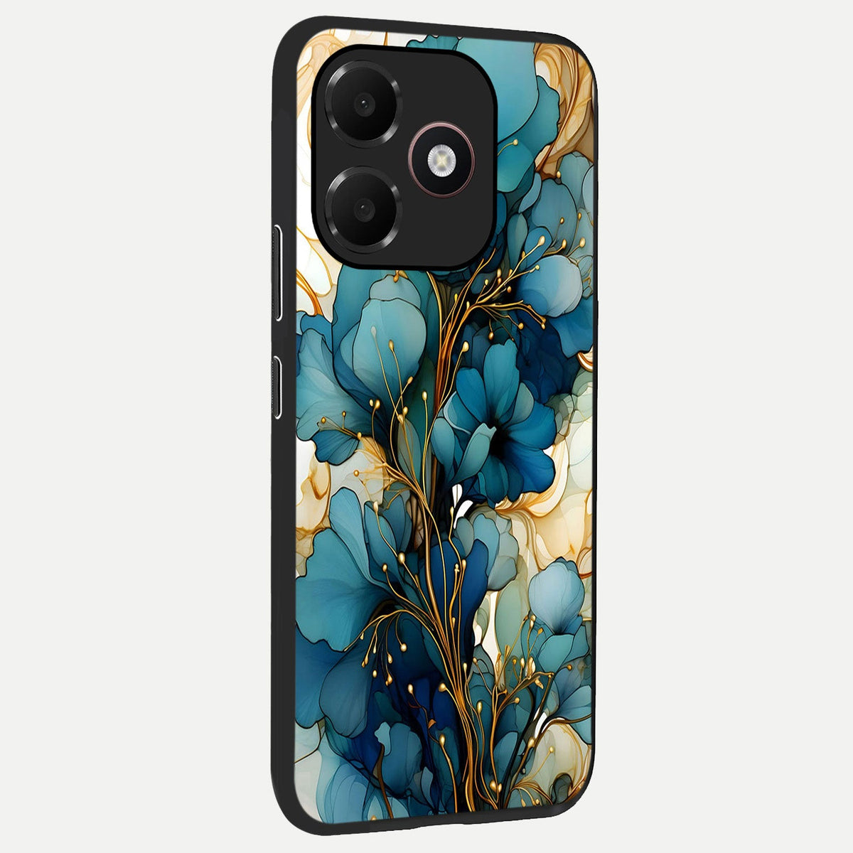  Golden Bloom Symphony back cover For Oppo A6C 5G slim fit glass case with vibrant aesthetic design