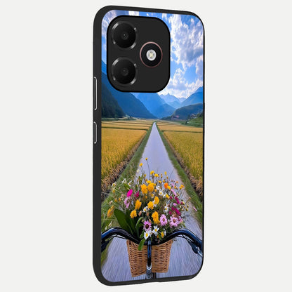  Golden Field Journey back cover For Oppo A6C 5G slim fit glass case with vibrant aesthetic design