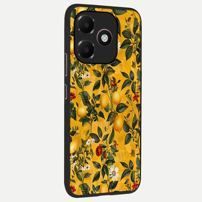  Golden Lemon Field back cover For Oppo A6C 5G slim fit glass case with vibrant aesthetic design
