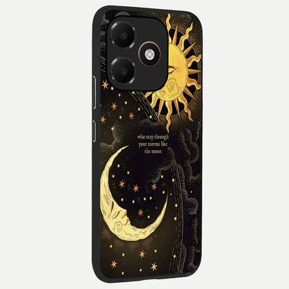  Golden Lunar Love back cover For Oppo A6C 5G slim fit glass case with vibrant aesthetic design