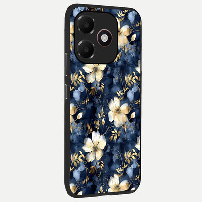  Golden Midnight Bloom back cover For Oppo A6C 5G slim fit glass case with vibrant aesthetic design