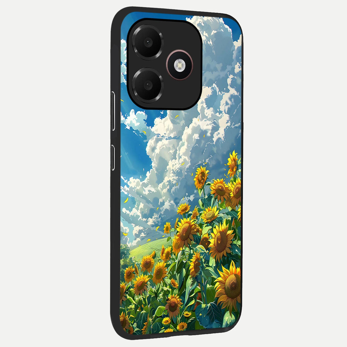  Golden Sun Glory back cover For Oppo A6C 5G slim fit glass case with vibrant aesthetic design