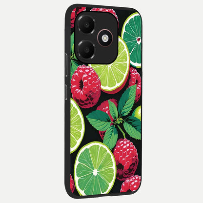  Lime and Raspberry Pattern back cover For Oppo A6C 5G slim fit glass case with vibrant aesthetic design