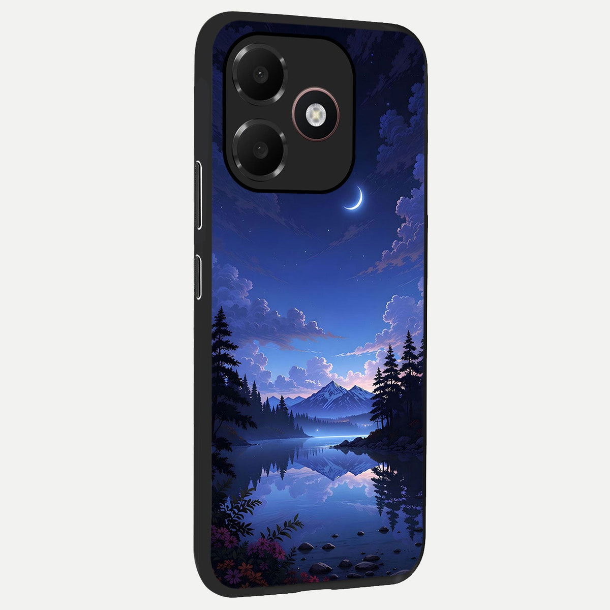  Midnight Lake Peace back cover For Oppo A6C 5G slim fit glass case with vibrant aesthetic design