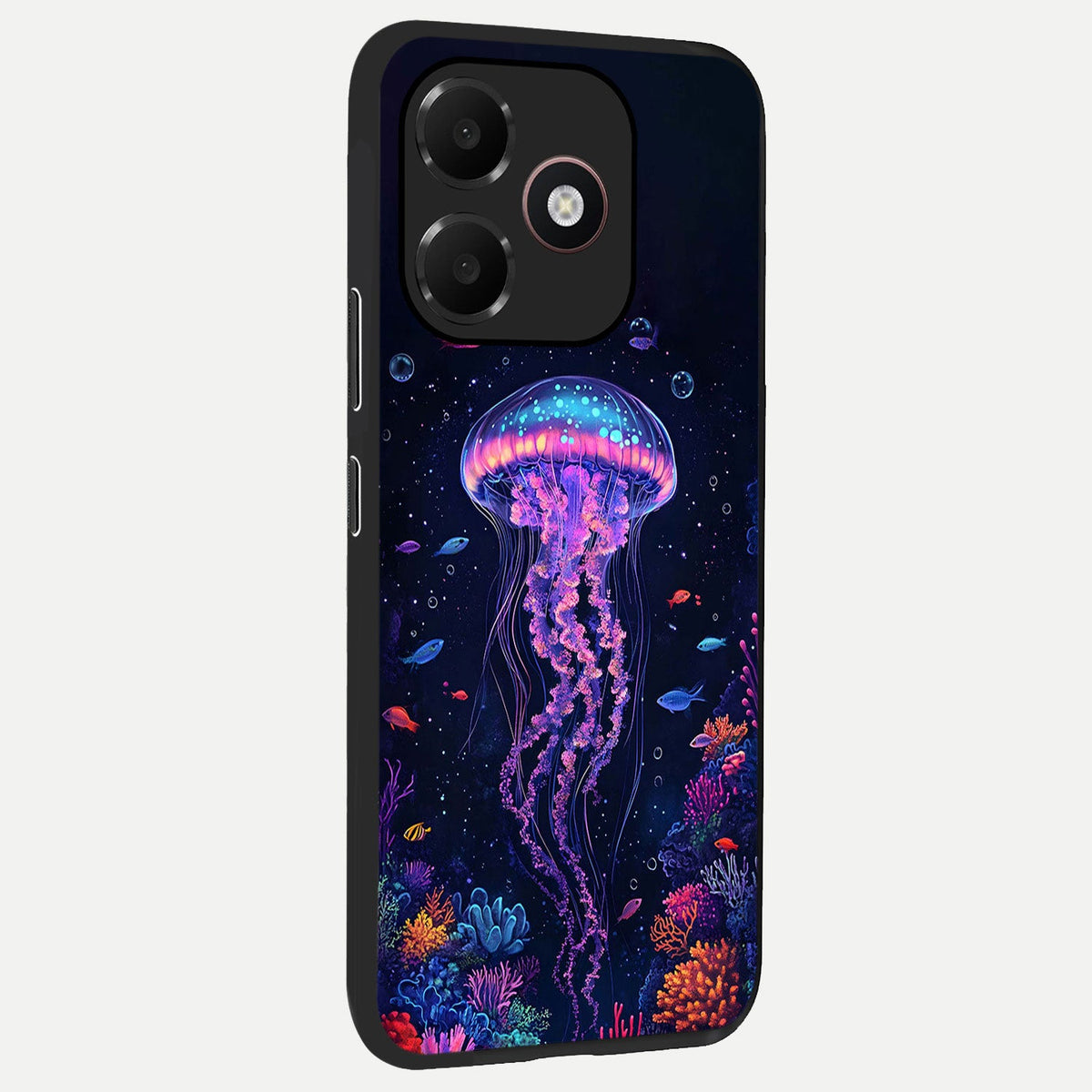  Neon Jellyfish back cover For Oppo A6C 5G slim fit glass case with vibrant aesthetic design