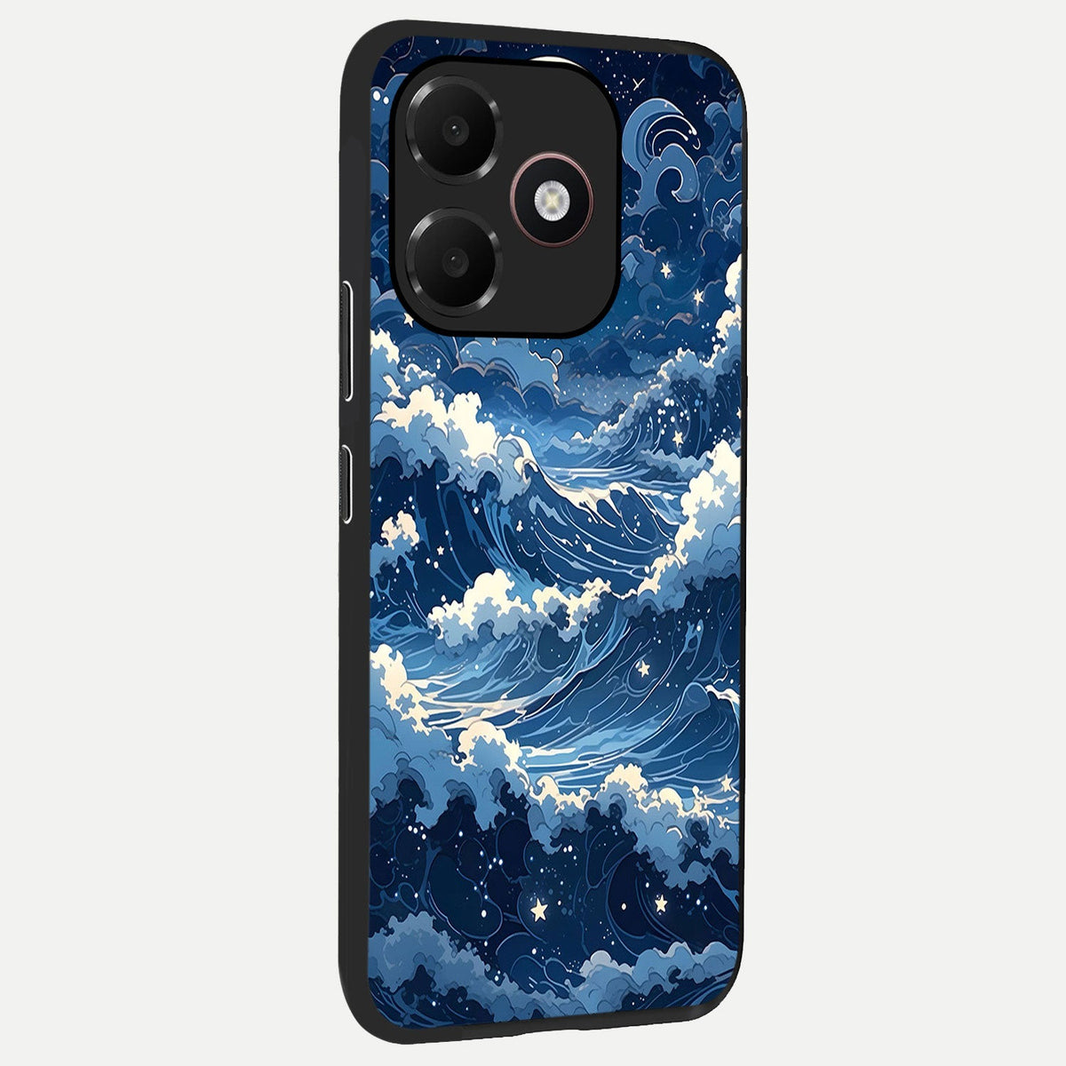  Ocean Moon Waves back cover For Oppo A6C 5G slim fit glass case with vibrant aesthetic design