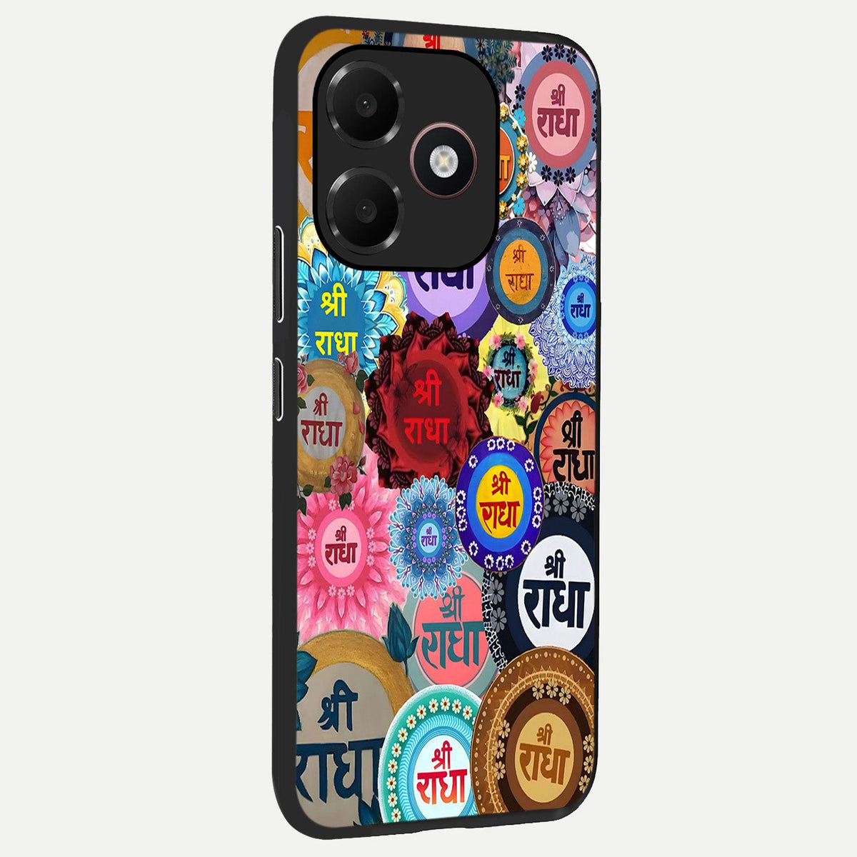  Radha Divine Bloom back cover For Oppo A6C 5G slim fit glass case with vibrant aesthetic design