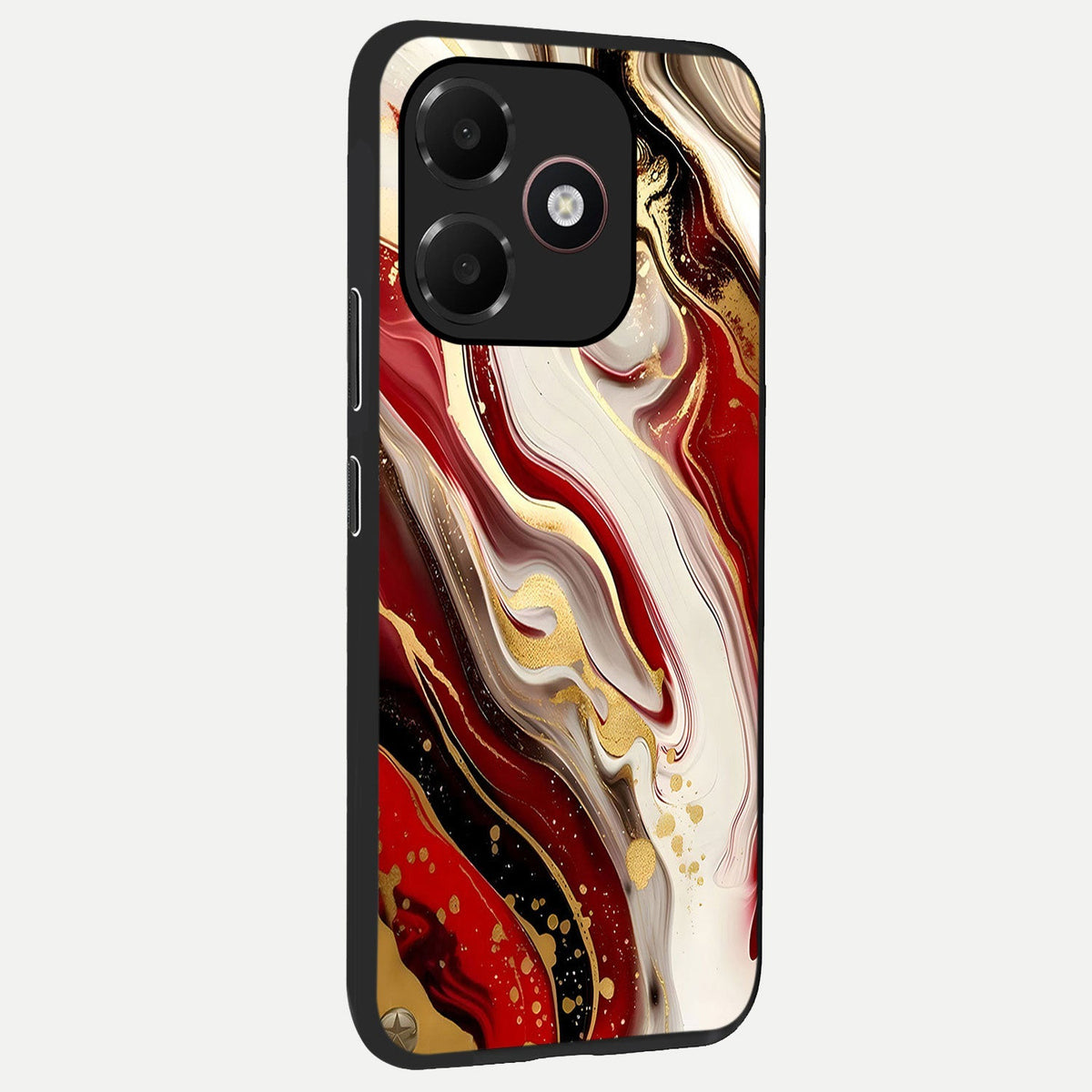  Red And White Marble back cover For Oppo A6C 5G slim fit glass case with vibrant aesthetic design