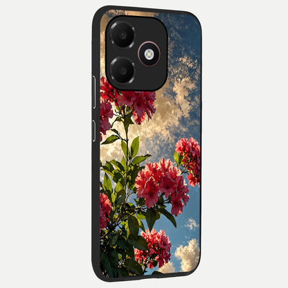  Red Bloom Skies back cover For Oppo A6C 5G slim fit glass case with vibrant aesthetic design
