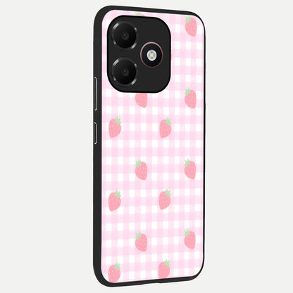  Strawberry Picnic Love back cover For Oppo A6C 5G slim fit glass case with vibrant aesthetic design
