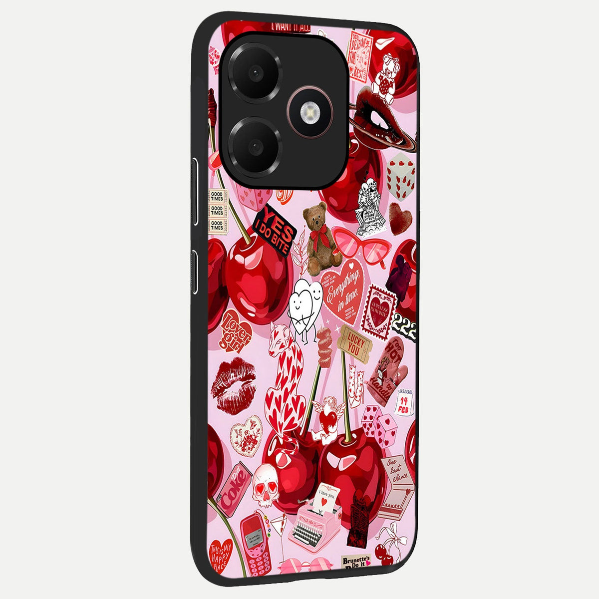  Sweet Cherry Chaos back cover For Oppo A6C 5G slim fit glass case with vibrant aesthetic design