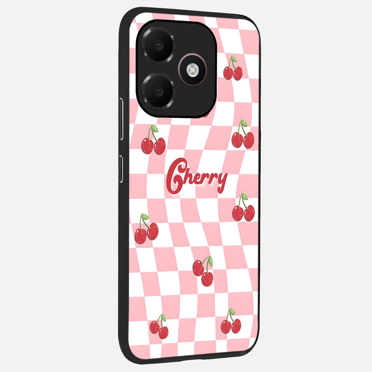  Sweet Cherry Vibes back cover For Oppo A6C 5G slim fit glass case with vibrant aesthetic design