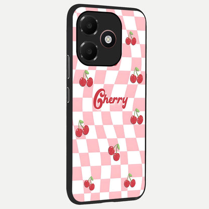  Sweet Cherry Vibes back cover For Oppo A6C 5G slim fit glass case with vibrant aesthetic design