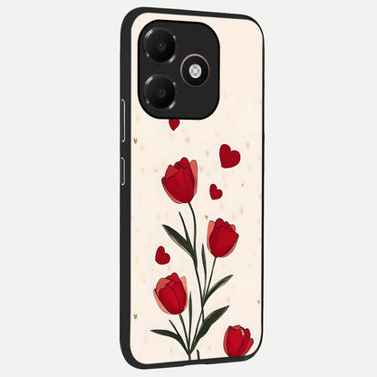  Tulip With Heart back cover For Oppo A6C 5G slim fit glass case with vibrant aesthetic design