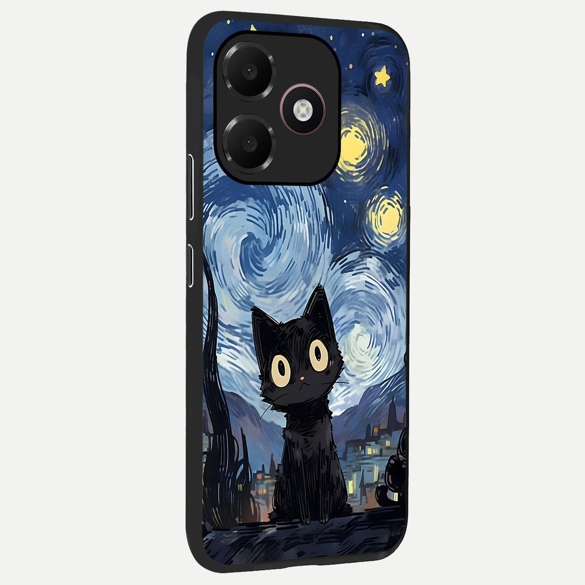  Van Gogh Cat back cover For Oppo A6C 5G slim fit glass case with vibrant aesthetic design