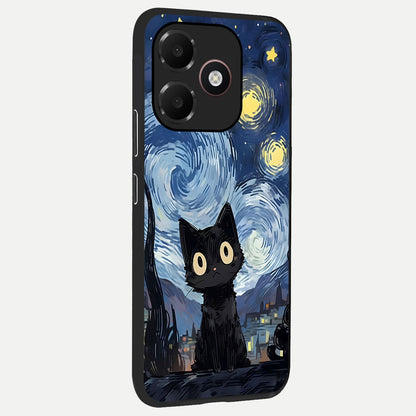  Van Gogh Cat back cover For Oppo A6C 5G slim fit glass case with vibrant aesthetic design