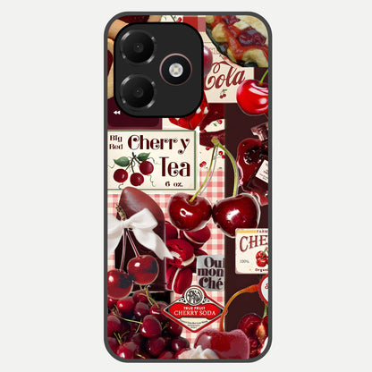  Aesthetic Cherry Tea Glass Case For Oppo A6C 5G back cover – full design glossy printed glass finish