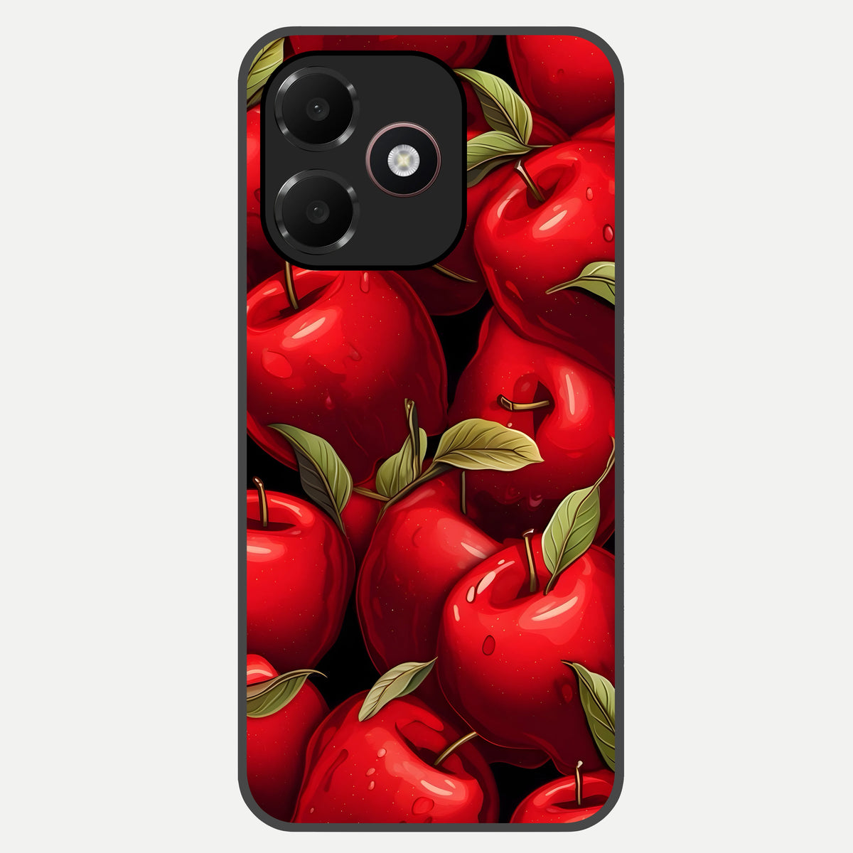  Apple Pattern Glass Case For Oppo A6C 5G back cover – full design glossy printed glass finish