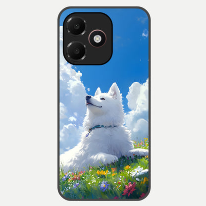  Blissful Cloud Pup Glass Case For Oppo A6C 5G back cover – full design glossy printed glass finish