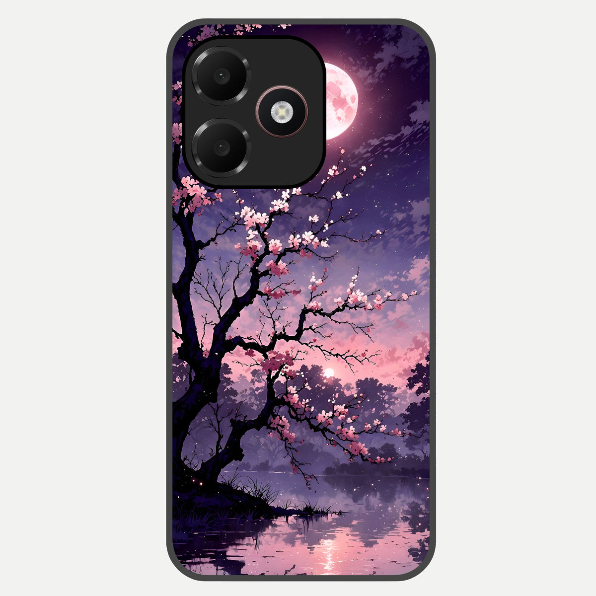  Blossom Pink Moon Glass Case For Oppo A6C 5G back cover – full design glossy printed glass finish