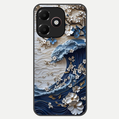  Blossom Wave Art Glass Case For Oppo A6C 5G back cover – full design glossy printed glass finish
