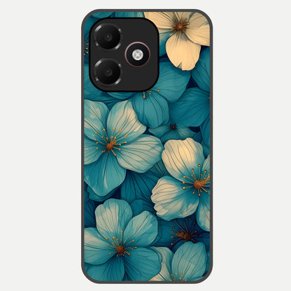 Blue Shade Floral Glass Case For Oppo A6C 5G back cover – full design glossy printed glass finish
