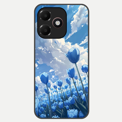  Blue Tulip Clouds Glass Case For Oppo A6C 5G back cover – full design glossy printed glass finish