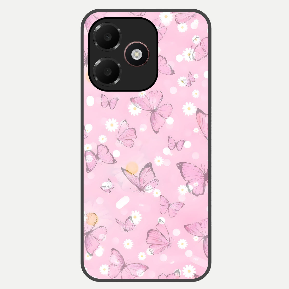  Blush Butterfly Garden Glass Case For Oppo A6C 5G back cover – full design glossy printed glass finish